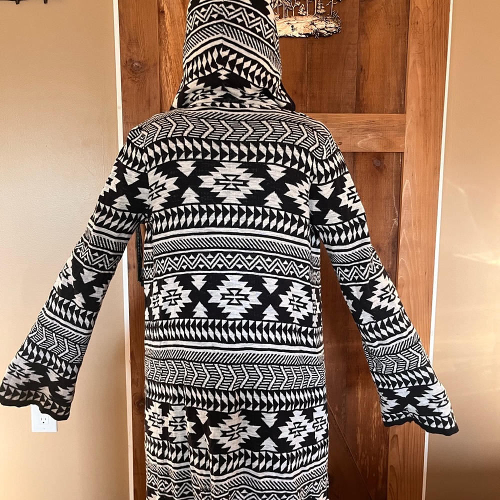 Black and White Aztec Patterned Coat